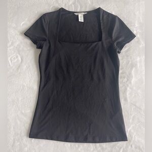 H&M Black Square Neck Short Sleeve Top